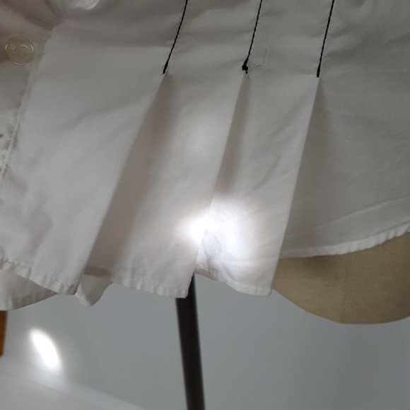 Antilia Femme Women size L Blouse Buttons Down Collared Pleated Stretch - Picture 5 of 9